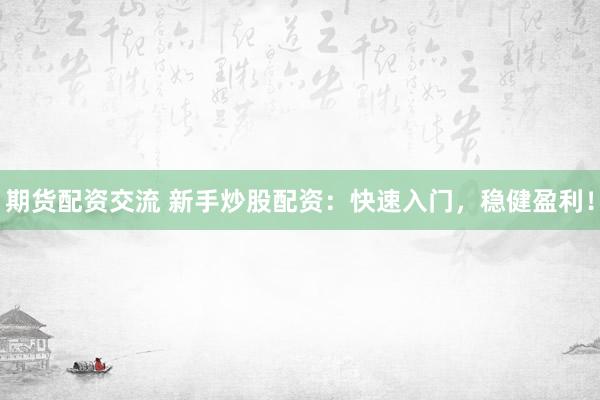期货配资交流 新手炒股配资：快速入门，稳健盈利！